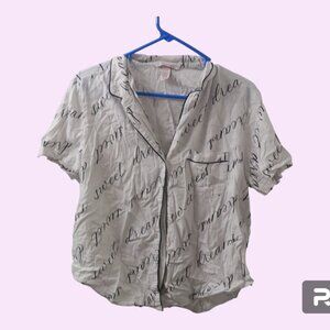 Victoria's Secret sweet dreams all over pj pajamas top in white and black XS